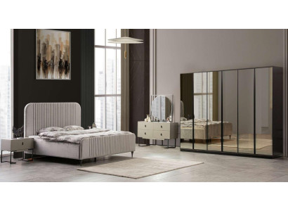 Cama 2x Mesitas de noche Conjunto de dormitorio Diseño Moderno Lujo Set 5 piezas.