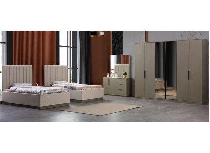 Conjunto de dormitorio de 5 piezas, 2 camas, mesilla de noche, estilo italiano.