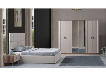 Cama 2x mesitas de noche 4 piezas Armario Conjunto de dormitorio Camas de lujo.