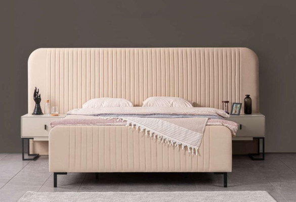 Juego de dormitorio Cama 2x Mesitas de noche Tocador Muebles de diseñador 5 piezas.