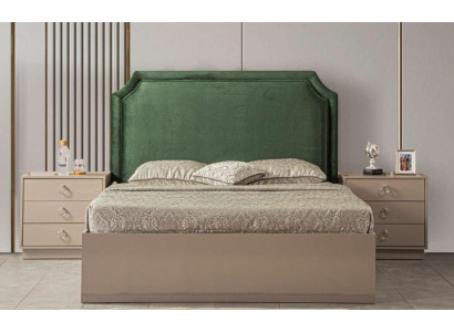 Cama 2x Mesitas de noche Moderno Muebles de dormitorio Lujo Diseño de madera 3 piezas.