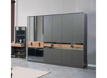 Dormitorio Armario de lujo Gris Armario Madera Muebles modernos Nuevos