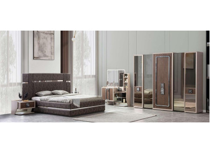 Cama 2x Mesitas de noche 5 pz. Dormitorio Diseño Moderno Muebles de Lujo Nuevos