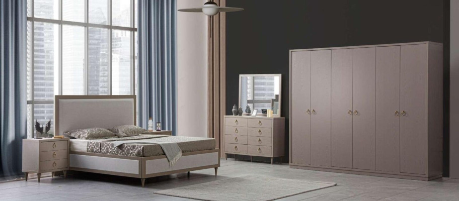 Set de dormitorio cama 2 mesitas de noche camas estilo italiano de 5 piezas. Nuevo