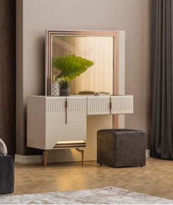 Mueble de lujo diseñador tocador con espejo taburete nuevo dormitorio
