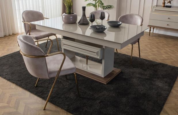 Mesa de comedor Mesa Mesa comedor moderno Comedor diseñador nuevo Beige