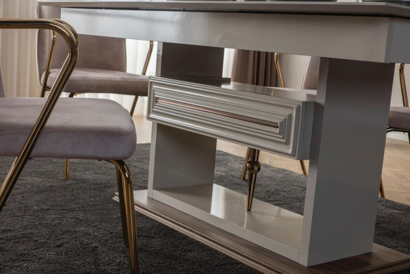 Mesa de comedor Mesa Mesa comedor moderno Comedor diseñador nuevo Beige