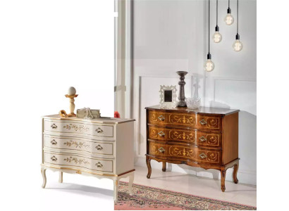 Cómoda clásica con 3 cajones diseño de madera auténtica mueble de sala de estar