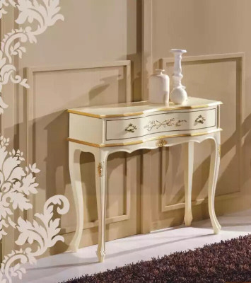 Mesa auxiliar blanca clásica consola de madera diseño de dormitorio