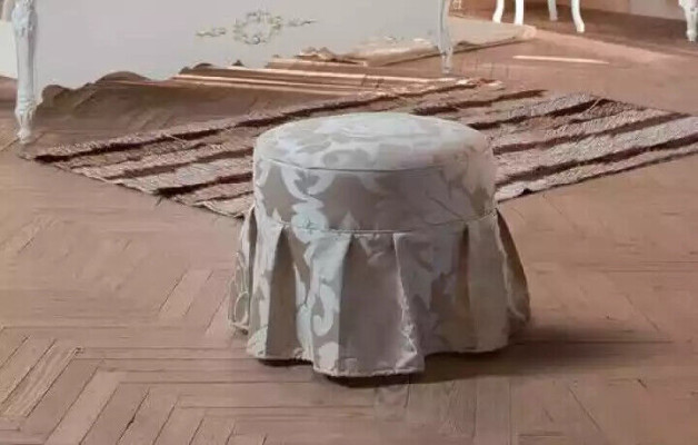 Gris taburete de lujo redondo muebles tapizados tela otomana