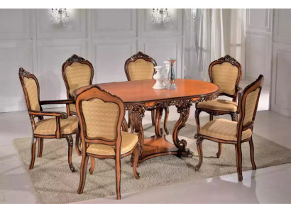 Mesa de comedor con 4 sillas y 2 sillas con reposabrazos, conjunto de mesa de comedor, mesas de madera.