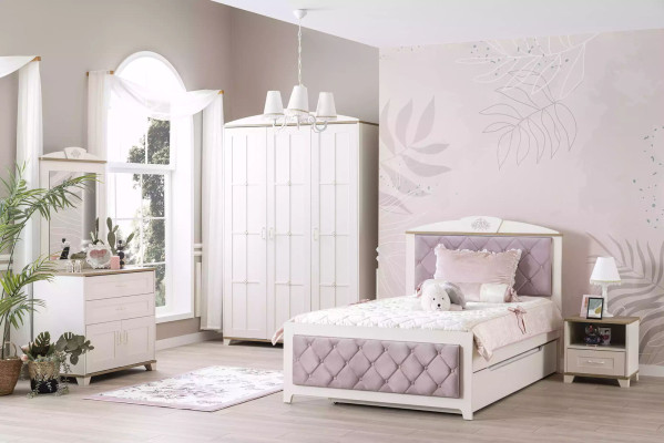 Cama funcional Chesterfield extensible cama infantil cama 120 madera rosa