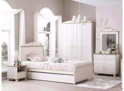 Cama infantil Cama de madera Cama funcional Cama extensible 100 madera Blanca Nueva