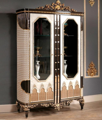 Vitrina clásica de lujo Vitrina de madera armarios de diseño Puertas de vidrio diseñador armario