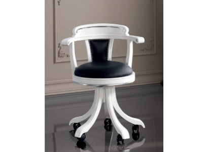 Silla de oficina de madera estilo Chesterfield de lujo italiano, giratoria, color negro, nueva.