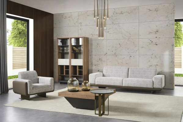 Muebles de sala de tres plazas, un plaza, sofá tapizado gris, grupo diseño sofá.