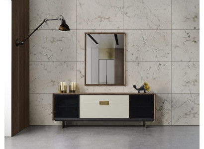 Aparador con espejo, cómoda de madera multicolor conjunto de comedor