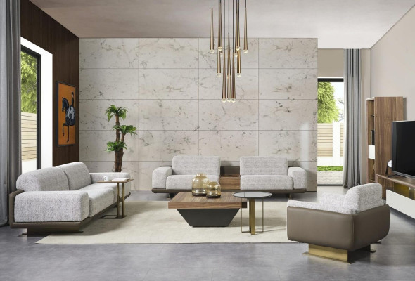 Grupo de sofás, sofá tapizado completo, gris, juego de sofás de tela de 3 piezas.