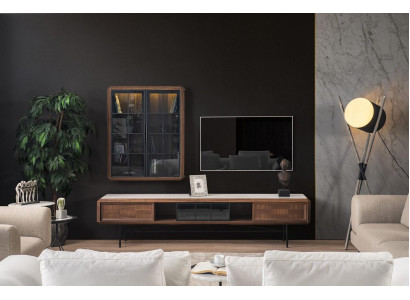 Grupo RTV Aparador de TV Soporte de TV Mueble Aparador 2 piezas marrón de madera estantería
