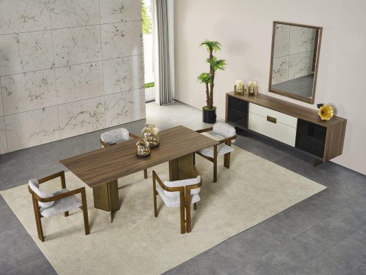 Mesa del comedor Mesa de comedor Mesa Rincón de comer Comedor 208 cm Madera Marrón Nuevo