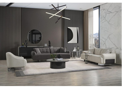 Sofá tapizado completo Conjunto de sofás Tapicería de sofá de tela gris