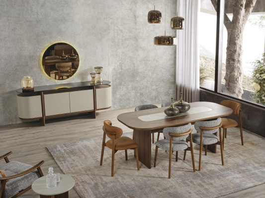 Mesa de comedor Mesa de comedor Mesa Rincón de comedor Madera Marrón Comedor 208 cm