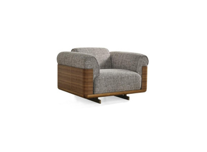 Sillón de tela, sillón orejero, 1 asiento, poliéster, gris, sala de estar, moderno.