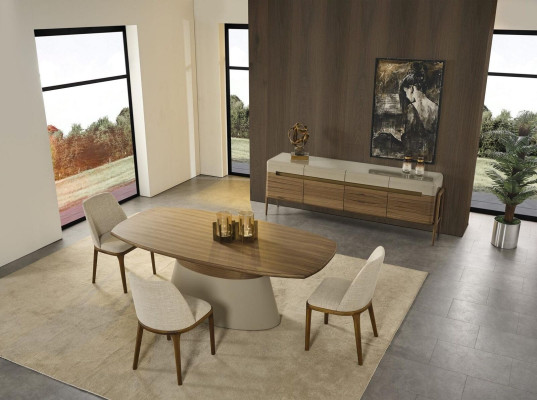 Conjunto completo de comedor, grupo de comedor, conjunto de mesa de comedor de 8 piezas, comedor marrón de madera nuevo.