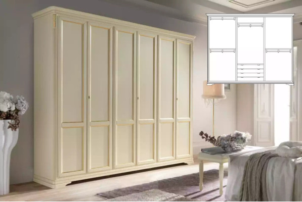 Armario beige Muebles de lujo Decoración italiana Dormitorio