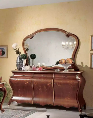 Cómoda con espejo Mueble de consola Cómodas con cajones Conjunto de 2 piezas