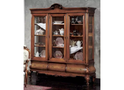 Vitrina de sala de estar, muebles clásicos de madera con cajones a medida, vitrina.