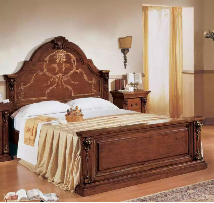 Dormitorio Cama de madera 160x200 Camas Marrón Cama doble Muebles