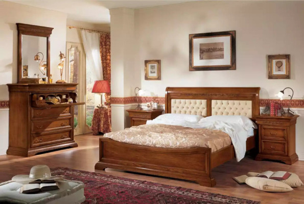 Cama Cama 2x Mesitas de noche Diseño de madera Juegos de 5 piezas para habitación.