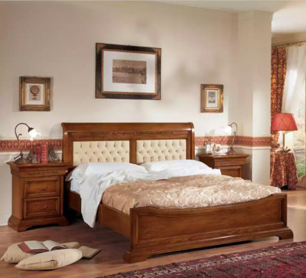 Cama Cama 2x Mesitas de noche Diseño de madera Juegos de 5 piezas para habitación.