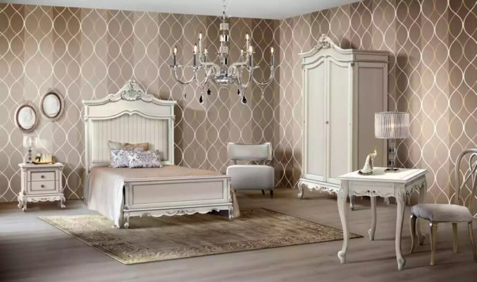 Dormitorio Juego Estilo Moderno Cama Mesita de Noche Escritorio Muebles 4 piezas.