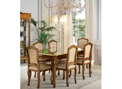 Mesa de comedor conjunto de mesa + 6 sillas Juego de comedor Mesa de madera Textil