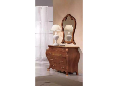 Dormitorio Espejo Cómoda Madera Diseño clásico Lujo Marrón Nuevo