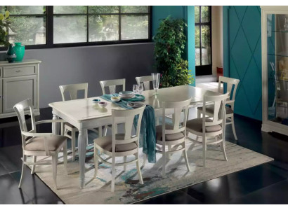 Conjunto completo de mesa de comedor 8 sillas Juego de comedor de lujo blanco italiano.