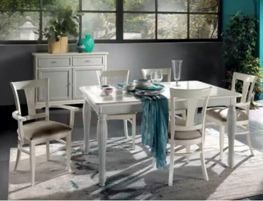 Conjunto completo de mesa de comedor 8 sillas Juego de comedor de lujo blanco italiano.