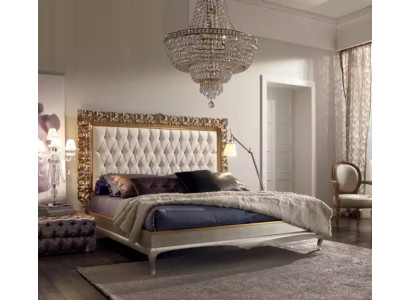 Cama de lujo Marco de cama de madera Dormitorio Doble Muebles italianos Nuevo