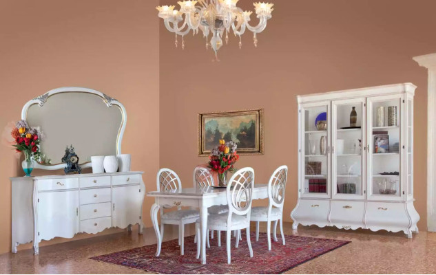 Vitrina de madera, armarios de lujo, aparador clásico, muebles italianos de 185x50 cm.