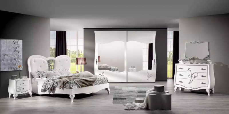 Armario de madera maciza moderno para dormitorio blanco, nuevo.