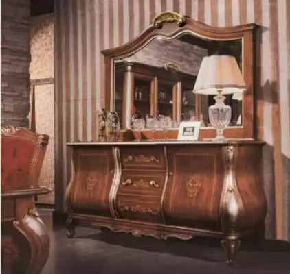 Alta calidad lujoso clásico aparador de salón de madera marrón 200x53x100