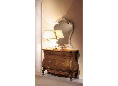 Cómoda con espejo para dormitorio de lujo, juego de muebles clásicos de madera de 2 piezas