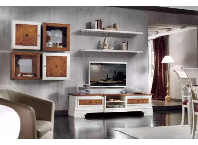 Mueble de salón blanco, conjunto de 7 piezas, combinación de salón.