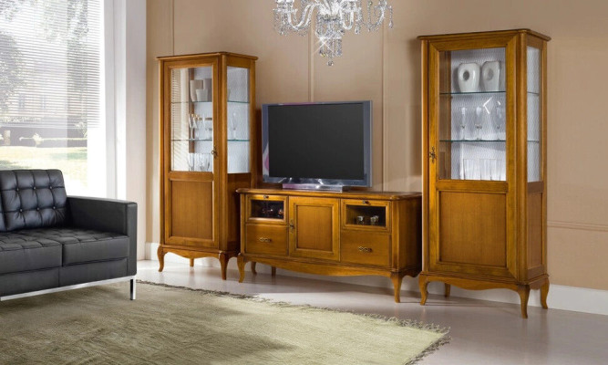 Mueble para salón, vitrina, consola, pared de armario, pared clásica para sala de estar, nueva.
