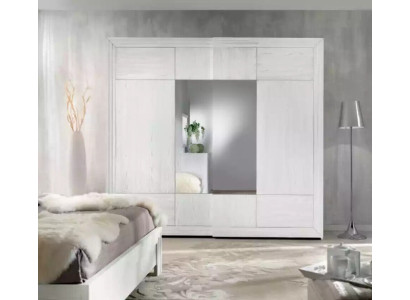 Armario blanco de madera, diseño moderno de dormitorio, muebles nuevos.