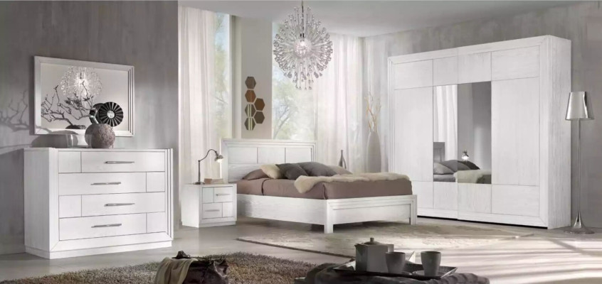 Armario blanco de madera, diseño moderno de dormitorio, muebles nuevos.
