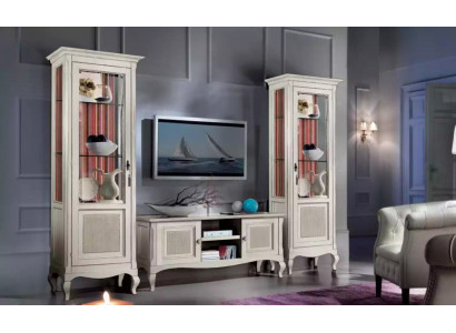Conjunto de muebles de sala de estar Mueble de TV para sala 2x Vitrina Conjunto de pared de sala de estar de 3 piezas