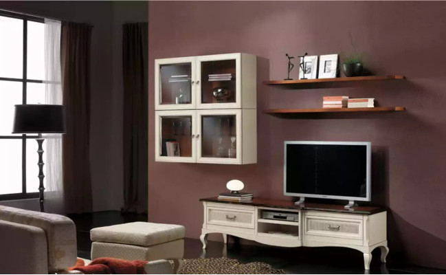 Mueble para TV, armarios de pared, sala de estar, muebles de madera, set de estantes de pared, 7 piezas.
